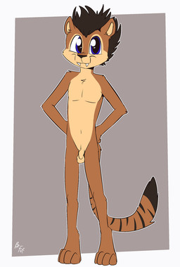 anthro balls biped black_hair black_markings black_nose blue_eyes countershade_face countershade_torso countershading dipstick_tail fangs flaccid foreskin front_view genitals hair hands_on_own_hips humanoid_genitalia humanoid_penis looking_at_viewer male markings multicolored_body nude orange_body penis short_hair simple_background solo striped_markings striped_tail stripes tail tail_markings tan_body tan_countershading teeth two_tone_body young young_anthro young_male fuf felid mammal pantherine tiger 2019 hi_res