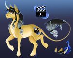 black_hair curled_hair curled_tail eyewear female feral glasses hair horn long_tail solo tail unicorn_horn yellow_body bumblewish_(artist) hasbro my_little_pony equid equine horse mammal pony hi_res