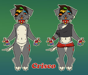 ambiguous_gender anthro belly_nipples eyeshadow fur makeup multi_nipple navel nipples null paws solo corporaltaffy crisco_(corpraltaffy) canid canine mammal hi_res model_sheet