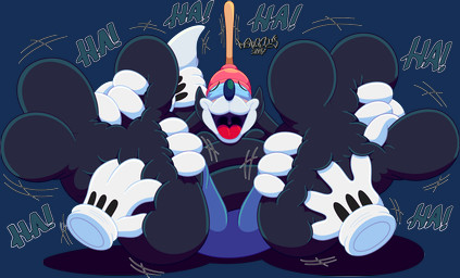 3_toes 4_fingers anthro big_feet cartoon_gloves feet fingers foot_fetish foot_focus laugh male open_mouth paw_squish paws red_tongue soles solo spread_toes tail tickling toes tongue toony uvula marquis2007 foley_(tamerkoh) canid canine fox mammal absurd_res alpha_channel hi_res