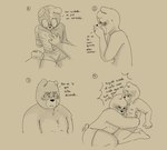 anthro bandage blush clothing dialogue duo eyes_closed eyewear glasses hug male missing_arm nipples sad scar text underwear zadscat unicorn_wars padre_(unicorn_wars) sargento_caricias bear mammal 2023 hi_res spanish_text