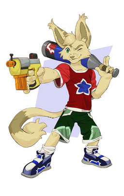 anthro bat_(object) bottomwear cheek_tuft clothing ear_tuft facial_tuft footwear fur green_eyes head_tuft holding_object long_tail male nerf_blaster one_eye_closed pointy_ears pupils shirt shoes shorts simple_background slit_pupils smile socks solo star_symbol tail tail_tuft topwear toy toy_gun tuft whisker_spots wink yellow_body yellow_fur ruffu hasbro nerf_(toy) unnamed_character ambiguous_species canid canine mammal digital_drawing_(artwork) digital_media_(artwork)