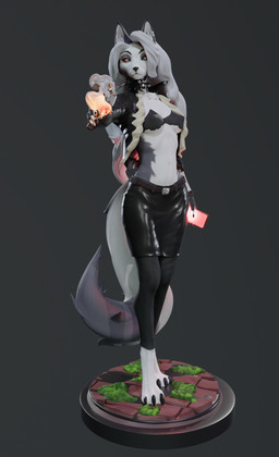 anthro female solo h010 hellaverse helluva_boss mythology loona_(helluva_boss) canid canid_demon canine demon hellhound mammal mythological_canine mythological_creature 3d_(artwork) digital_media_(artwork) hi_res
