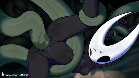 abdominal_bulge anthro arms_above_head ballerina_position biped black_body blue_nipples blue_vulva bodily_fluids breasts cave censored_genitalia censored_nipples censored_vulva female forced forced_spreading genital_fluids genitals green_tentacles hands_behind_head logo narrowed_eyes navel nipples nude nude_anthro nude_female on_one_leg one_leg_up penetration raised_leg rape restrained restrained_arms restrained_by_tentacles restrained_legs sex side_view solo standing tentacle_penetration tentacle_rape tentacle_sex tentacles text vaginal vaginal_fluids vaginal_fluids_on_tentacle vaginal_penetration vulva white_body purpleflamensfw hollow_knight_(franchise) team_cherry hornet_(hollow_knight) arthropod insect 16:9 2025 absurd_res artist_logo artist_name censored digital_drawing_(artwork) digital_media_(artwork) hi_res mosaic_censorship widescreen