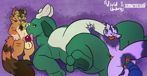 anal anal_penetration anthro antlers anus anus_only beads belly belly_squish between_legs big_belly blep brown_body brown_fur cheek_tuft ear_piercing ear_ring facial_tuft fellatio feral floppy_ears fluffy fluffy_tail fur genitals green_body green_eyes green_pawpads green_paws green_skin group hand_on_snout horn larger_penetrated long_ears long_neck long_tail long_tongue lying lying_on_another lying_on_partner male markings null on_back oral orange_anus orange_body orange_ears orange_eyes orange_fur pawpads paws penetrating_while_penetrated penetration penile penis piercing pink_tongue plushie purple_body purple_fur purple_markings ring_piercing sex size_difference smaller_penetrated spitroast squeezing squish straddling tail tail_beads tail_fetish tail_play tail_sex tan_belly tan_body thick_tail thick_thighs tongue tongue_out tongue_out_fellatio tonguejob trio tuft shadowkat travesseiro mythology cade_(travesseiro) dureu ozul animate_inanimate dragon felid feline humanoid living_plushie mammal mythological_creature mythological_scalie scalie hi_res