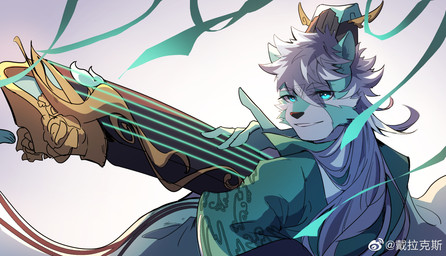 anthro asian_clothing chinese_clothing clothing east_asian_clothing hair hanfu hat headgear headwear looking_at_viewer male musical_instrument plucked_string_instrument solo string string_instrument white_hair zither_(musical_instrument) delax tianhehui qing_qu_(tianhehui) domestic_cat felid feline felis mammal hi_res