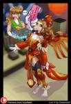 4_toes anthro barefoot claws clothed clothing cosplay digitigrade duo feet female gift spread_toes text toes azaleesh blizzard_entertainment chinese_zodiac overwatch year_of_the_dog lucie_(camperschaf) mercy_(overwatch) canid canine canis domestic_dog mammal hi_res url