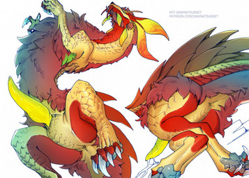 animal_genitalia animal_penis anus bodily_fluids cum feral fur genital_fluids genital_slit genitals male multicolored_body penis red_body red_fur scales solo tapering_penis text whiskers yellow_body ket-dawnatsunset capcom monster_hunter leviathan_(mh) mizutsune hi_res url