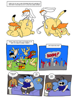 anthro bed belly big_belly big_breasts big_butt breasts butt dialogue explosion female furniture group hair male orange_hair overweight sex text white_body yellow_body agouti-rex murry_purry_fresh_and_furry chloey_pineresin melvin_t._adelman animal_humanoid arthropod arthropod_humanoid bandicoot bilby cheetah domestic_cat european_pine_marten felid feline felis hare humanoid insect insect_humanoid lagomorph lepidopteran lepidopteran_humanoid leporid mammal marsupial moth moth_humanoid 2015 comic english_text