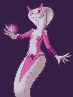 5_fingers anthro apode claws clothed clothed_anthro clothed_female clothing digit_ring female finger_claws finger_ring fingers jewelry legless mouth_closed pink_clothing pupils purple_background purple_eyes scales serpentine simple_background skimpy slit_pupils snake_hood snout solo white_body white_claws white_scales spacechoochoo dc_comics star_sapphire x-com x-com:_chimera_squad agent_torque draconcopode naga reptile scalie snake viper_(x-com) 2025 crossover hi_res portrait three-quarter_portrait