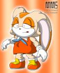 2012 anthro clothed clothing collaboration cream_the_rabbit female jen_foxworth lagomorph leporid mammal meanmotorscooter rabbit sega simple_background solo sonic_the_hedgehog_(series) standing transformation