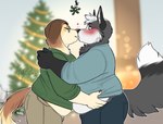 anthro belly_grab blurred_background blush christmas_tree duo eyes_closed heart_symbol holidays kissing male male/male mistletoe overweight overweight_anthro overweight_male partially_covered_belly plant raised_tail tail tree redpixie christmas kelsey_the_saluki pacato canid canine canis domestic_dog fox hunting_dog mammal saluki sighthound 2024 hi_res