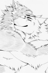 anthro biceps black_nose countershading duo eyes_closed fur hug love male male/male muscular romantic romantic_couple aluminemsiren orion_(aluminemsiren) canid canine canis mammal wolf greyscale monochrome sketch