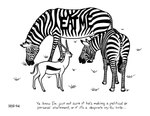 ambiguous_gender feral fur grass group humor plant striped_body striped_fur stripes text tim_o'rourke antelope bovid equid equine gazelle mammal thomson's_gazelle true_antelope zebra 1994 english_text monochrome