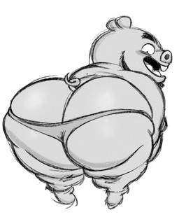 anthro beard big_butt black_beard black_eyebrows black_facial_hair butt clothed clothing eyebrows facial_hair looking_back male mature_anthro mature_male open_mouth overweight overweight_anthro overweight_male rear_view small_tail solo tail thick_thighs thong thong_only topless underwear underwear_only filthyopossum angry_birds columbia_pictures rovio_entertainment sega the_angry_birds_movie king_leonard_mudbeard domestic_pig mammal suid suine sus_(pig) 2026 digital_drawing_(artwork) digital_media_(artwork) hi_res monochrome sketch