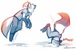 2019 anthro barefoot biped canid canine clothed clothing conditional_dnp digitigrade dipstick_tail english_text feet fox fur gloves_(marking) hair hi_res jumping keidran leg_markings male mammal markings mike_(twokinds) monochrome mousing multicolored_tail ponytail pounce red_fox simple_background sketch snow socks_(marking) solo sound_effects tail tail_markings text tom_fischbach true_fox twokinds upside_down white_background winter