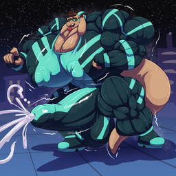 5_fingers anthro balls big_balls big_muscles big_nipples big_pecs big_penis bodily_fluids clothing cum digitigrade drooling ejaculation erection fingers footwear genital_fluids genitals horn huge_balls huge_muscles huge_nipples huge_pecs huge_penis hyper hyper_balls hyper_genitalia hyper_muscles hyper_nipples hyper_pecs hyper_penis male muscular muscular_anthro muscular_male night nipples open_mouth pecs penis saliva shoes sky solo standing star starry_sky through_clothing tongue tongue_out bobert 1:1 2020 hi_res