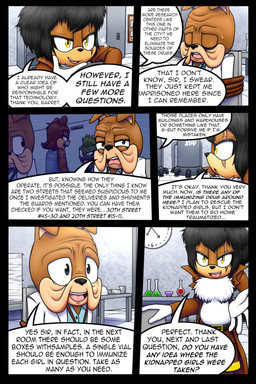 anthro black_nose bound clock clothed clothing dialogue eye_scar eyes_closed facial_scar fingers hair half-closed_eyes inside male narrowed_eyes open_mouth rope scar speech_bubble text dexstar canid canine canis domestic_dog mammal 2:3 comic digital_media_(artwork) english_text hi_res