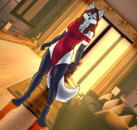 anthro breasts brown_hair clothed clothing dress female fur gold_(metal) hair jewelry leg_jewelry looking_at_viewer necklace nipples red_clothing red_dress solo tail white_body white_fur sky-rouge amelia_winters_(sky-rouge) arctic_wolf canid canine canis mammal wolf absurd_res digital_media_(artwork) hi_res