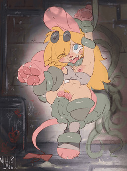 4_toes abdominal_bulge accessory alley anthro arms_above_head arms_tied_above_head blonde_hair blush bodily_fluids bottomless bottomless_anthro bottomless_female bouncing_breasts bound bow_ribbon breasts claws clothed clothing cum cum_in_vagina cum_inside curling_toes eyewear eyewear_on_head fangs feet female footwear forced furgonomics genital_fluids genitals hair legs_tied legwear moan neck_tied nipples one_leg_up one_shoe_on outside_sex partially_clothed_anthro partially_clothed_female pawpads paws penetration pink_nipples pink_pawpads pink_paws pink_vulva raised_leg rape restrained restrained_by_tentacles sex shoes solo stockings sunglasses sunglasses_on_head tail tail_accessory tears teeth tentacle_around_arm tentacle_around_leg tentacle_around_neck tentacle_in_vagina tentacle_penetration tentacle_rape tentacle_sex tentacles thrusting toe_claws toes tongue tongue_out topwear torn_clothing torn_topwear vaginal vaginal_penetration vulva wearing_sunglasses nihilochannel flummery mammal mouse murid murine rodent 2d_animation animated animated_gif hi_res loop short_playtime