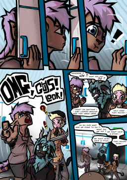 anthro antlers appliance black_body black_fur breaking_the_fourth_wall brown_body brown_fur cabinet clothing dialogue exclamation_point facial_hair feet flannel fridge fur furniture gesture glass group hand_gesture hoodie horn inside kitchen kitchen_appliance looking_at_viewer looking_back male mane mohawk omg pointing pointing_at_viewer prehensile_feet question_mark shirt sideburns sitting speech_bubble surprised t-shirt table text toes topwear water tekoronia vonboche asura_(character) basil_h._kinsey irie_purrtail capuchin_monkey cebid domestic_cat felid feline felis haplorhine hybrid mammal monkey new_world_monkey primate comic english_text hi_res multiple_scenes