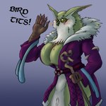 1:1 2024 5_fingers anthro avian beak big_breasts bird black_claws blush breasts chest_tuft claws cleavage clothed clothing curvy_figure dialogue eyebrows eyewear facial_tuft feathers female finger_claws fingers glasses glistening glistening_eyes green_body green_feathers grey_body grey_feathers hi_res holding_object multicolored_body multicolored_feathers non-mammal_breasts open_beak open_mouth owl pupils purple_clothing raised_hand ramona_(unicorn_overlord) robe simple_background solo staff standing talon_hands text tongue tuft two_tone_body two_tone_feathers unicorn_overlord unknown_artist vanillaware yelling yellow_eyes
