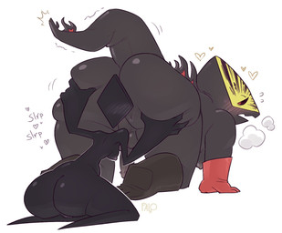 4_fingers all_fours anal anthro balls big_butt black_body black_boots black_clothing black_footwear black_sclera bodily_fluids boots breasts breath butt butt_grab clothing drooling duo female female_rimming_male fingers floating_hands floating_head footwear genitals glans gloves grey_balls grey_body grey_glans grey_penis grey_perineum grey_scales half-closed_eyes hand_on_butt handwear heart_symbol huge_butt huge_thighs humanoid_on_anthro looking_at_another looking_back looking_pleasured male male/female male_penetrated male_rimmed medium_breasts narrowed_eyes nipples nude onomatopoeia open_mouth oral overweight overweight_anthro overweight_male penetration penis perineum purple_nipples red_body red_clothing red_eyes red_gloves red_handwear red_scales rimming saliva scales sex shoes simple_background sound_effects text thick_thighs vulva white_background yellow_body yellow_scales palomine prisma_(fr0gv0re) voladile_(fr0gv0re) crocodilian humanoid monster reptile scalie shape_head 2022 hi_res