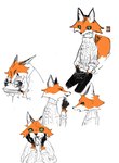 anthro biped canid canine clothed clothing fox fur male mammal open_mouth orange_body orange_fur ramssa simple_background solo tail white_background white_body white_fur