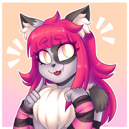 anthro arm_warmers armwear blep clothing femboy fur gesture hair hand_gesture male pink_hair pointing pointing_at_self simple_background smile solo tongue tongue_out toldohorny chris_(beunreal) felid feline mammal 1:1 hi_res