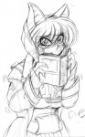 anthro big_ears biped blush book breasts claws clothed clothing female front_view fully_clothed hair holding_book holding_object hoodie looking_at_viewer nervous shaking simple_background smile solo standing sweater textbook topwear white_background avencri daisy_(avencri) bat mammal graphite_(artwork) monochrome sketch traditional_media_(artwork)