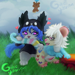 animal_genitalia animal_penis blue_hair blue_tail duo female feral feral_on_feral fur genitals grey_body hair male male/female multicolored_tail not_furry penis rainbow_tail tail white_hair yellow_body yellow_fur gabsgabriewe transformice gabsgabriewe_(tfm) mammal murid murine rat rodent 1:1