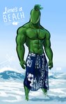 abs anthro clothing food fruit lime male muscular muscular_anthro muscular_male navel nipples plant sarong solo standing text water bgn keyth_(bgn) elemental_creature flora_fauna food_creature living_fruit 2020 dated english_text hi_res signature url