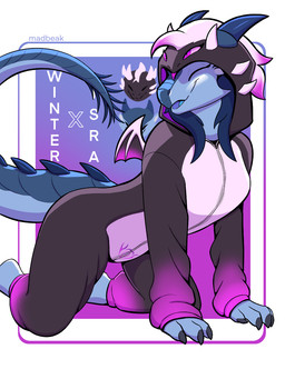 all_fours anthro biped claws clothed clothed_anthro clothed_female clothing eyes_closed female fingers front_view horn kigurumi onesie simple_background smile solo tail tongue madbeak mythology wings_of_fire winterfrost_(hunterres) dragon icewing_(wof) mythological_creature mythological_scalie nightwing_(wof) scalie 2026 3:4 digital_drawing_(artwork) digital_media_(artwork) hi_res