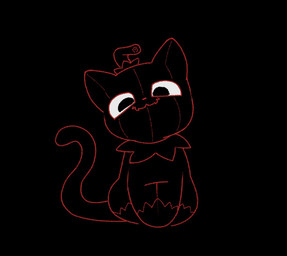 ambiguous_gender black_body black_eyes closed_smile curled_tail feral for_a_head gloves_(marking) head_tilt leaf leg_markings looking_at_viewer markings mouth_closed neck_tuft outline plant pumpkin_head red_monochrome red_nose red_outline smile smug_face socks_(marking) solo tail tuft sanseon1 deltarune undertale_(series) jackenstein's_pumpkin pumkat domestic_cat elemental_creature felid feline felis flora_fauna mammal object_head 2025 black_and_red monochrome