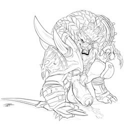 anthro ball_tuft balls barazoku beard big_penis bodily_fluids braided_hair claws clothed clothing cum cum_on_ground erection facial_hair fangs finger_claws foreskin front_view genital_fluids genitals hair holding_melee_weapon holding_object holding_sword holding_weapon humanoid_genitalia humanoid_penis male melee_weapon muscular muscular_anthro muscular_male open_mouth penis simple_background solo sword teeth tuft vein veiny_penis weapon whiskers crazydrak felid lion mammal pantherine 1:1 absurd_res hi_res monochrome