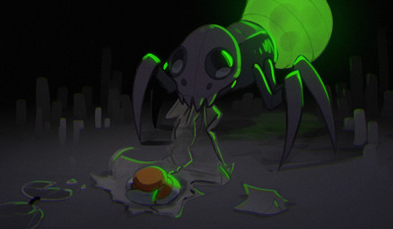ambiguous_gender bioluminescence bite broken_glasses cave eyewear feral glasses glowing green_glow inside light quadruped solo rexyseven alien arthropod insect 2025 digital_drawing_(artwork) digital_media_(artwork) english_description lighting
