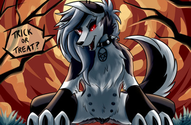 anatomically_correct anatomically_correct_genitalia anatomically_correct_vulva animal_genitalia animal_vulva arm_warmers armwear belly_nipples bodily_fluids canine_genitalia canine_vulva claws clothed clothed_feral clothing collar dialogue dominant dominant_female dominant_feral fangs female female_feral feral first_person_view genital_fluids genitals leggings legwear looking_at_viewer looking_down looking_down_at_viewer nipples pinned red_eyes solo speech_bubble teeth vaginal_fluids vulva muskydusky hellaverse helluva_boss mythology loona_(helluva_boss) canid canid_demon canine demon hellhound mammal mythological_canine mythological_creature hi_res