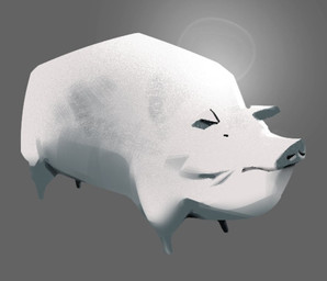 ambiguous_gender feral front_view grey_background lens_flare mouth_closed quadruped simple_background solo three-quarter_view rekkadraws domestic_pig mammal suid suine sus_(pig) 2025 digital_media_(artwork) full-length_portrait portrait