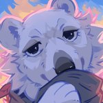 abstract_background ambiguous_gender anthro cheek_tuft facial_tuft front_view fur looking_at_viewer narrowed_eyes solo tuft white_body white_fur corzh77 bear mammal polar_bear ursine 1:1 absurd_res hi_res