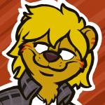 anthro blonde_hair brown_body brown_fur clothed clothing facial_markings fur hair head_markings looking_aside male markings outline shirt smile solo stripes toony topwear frankieancelotti seth_häser herpestid mammal mongoose 1:1 headshot_portrait icon portrait