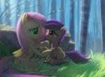 2018 bandage cutie_mark daww detailed_background duo equid equine eye_contact eyelashes feathered_wings feathers female feral fluttershy_(mlp) forest friendship_is_magic grass hair hasbro hooves looking_at_another mammal my_little_pony mythological_creature mythological_equine mythology nude orange_body orange_feathers outside pegasus pink_hair plant purple_eyes purple_hair raikoh-illust rock scootaloo_(mlp) shadow sitting smile teal_eyes tree wings wounded yellow_body yellow_feathers young
