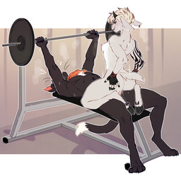 anthro anthro_on_anthro anthro_penetrated anthro_penetrating anthro_penetrating_anthro arm_tattoo athletic athletic_female balls barbell black_body black_fur bodily_fluids breasts butt chest_tuft clothing cloven_hooves cowgirl_position duo ear_piercing ear_ring exercise female female_anthro female_on_top female_penetrated fingerless_gloves from_front_position fur genitals gloves gloves_only hair handwear handwear_only hooves horn interspecies kerchief kerchief_only male male/female male_anthro male_on_bottom male_penetrating male_penetrating_female mostly_nude mostly_nude_anthro mostly_nude_female mostly_nude_male muscular muscular_male neckerchief neckerchief_only neckwear nipples on_bottom on_top penetration penile penile_penetration penis piercing ring_piercing sex sexercise short_hair small_breasts sweat tail tattoo tuft weightlifting whiskers white_body white_fur workout letsdrawcats sil_blackmon vasira bovid caprine domestic_cat felid feline felis goat mammal 1:1 hi_res