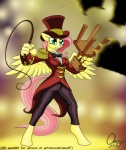 anthro anthrofied blue_eyes bow_(feature) bow_tie chair clothing feathered_wings feathers female furniture hair hat headgear headwear pink_hair ringmaster ringmaster_outfit solo top_hat whip wings yellow_body yellow_feathers omny87 friendship_is_magic hasbro my_little_pony mythology fluttershy_(mlp) equid equine mammal mythological_creature mythological_equine pegasus 2015