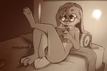 anthro anus book butt eyewear female genitals glasses hair nude pubes pussy solo atane27 elizabeth_(atane27) lagomorph leporid mammal rabbit 3:2 monochrome sepia