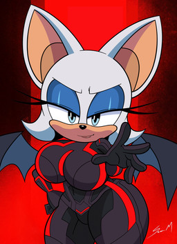 anthro big_breasts blue_eyes breasts clothed clothing female hair huge_breasts huge_thighs looking_at_viewer solo thick_thighs white_hair wide_hips wings mobian_monster sega sonic_the_hedgehog_(series) tron tron:_legacy rouge_the_bat bat mammal absurd_res hi_res