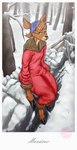 anthro clothing female hair looking_at_viewer photo photo_frame rock secret_santa snow solo g0ni25 meadow_(angart) deer mammal 2023 absurd_res hi_res