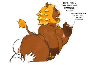 ambiguous_gender anal anthro beard big_butt blunt body_hair butt butt_grab dialogue drugs duo eyewear facial_hair fangs genitals hand_on_butt male male/male marijuana muscular nipples oral overweight penis rimming sex simple_background small_penis smoking stocky sunglasses teeth text tora_gy animal_crossing nintendo bud_(animal_crossing) ych_(character) human humanoid mammal english_text