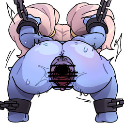 anus big_butt blue_body bodily_fluids bound butt chain chained crouching disembodied_penis duo female forced from_behind_position gaping gaping_vagina genital_fluids genitals hair ineffective_censorship internal male male/female penetration penis rape rear_view restrained sex solo_focus spread_vulva spreading sweat translucent translucent_penetration translucent_penis vaginal vaginal_fluids vaginal_penetration vulva white_hair bee_haji league_of_legends riot_games tencent poppy_(lol) human humanoid mammal yordle 1:1 censored
