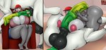 animal_genitalia animal_penis anthro anthro_on_feral balls bestiality big_breasts big_penis black_balls blue_eyes breasts clothed clothing duo ear_piercing ear_ring equine_genitalia equine_penis erection female feral front_view genitals green_penis grey_body hair handjob hat headgear headwear huge_breasts huge_penis lips lying male male/female narrowed_eyes nipples nude on_back on_top orange_hair penile penis piercing red_clothing red_hat red_headwear red_nipples ring_piercing sex side_view sitting spread_legs spreading thick_lips three-quarter_view white_body romman08 equid equine horse lagomorph leporid mammal rabbit hi_res