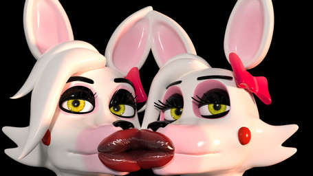 anthro black_background black_eyeshadow duo eyelashes eyeshadow female female/female glistening glistening_body glistening_lips hair head_bow intraspecies kiss_on_lips kissing lips machine makeup red_lips selfcest short_hair simple_background square_crossover thick_lips white_hair yellow_eyes disembowell_(artist) disembowell_(modeler) five_nights_at_freddy's five_nights_at_freddy's_2 scottgames mangle_(fnaf) animatronic canid canine fox mammal robot robot_anthro 16:9 2019 3d_(artwork) digital_media_(artwork) headshot_portrait hi_res portrait widescreen